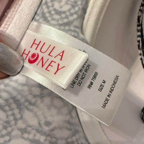 NWT hula honey pink and teal floral tropical print push up swim top size M - Picture 5 of 6